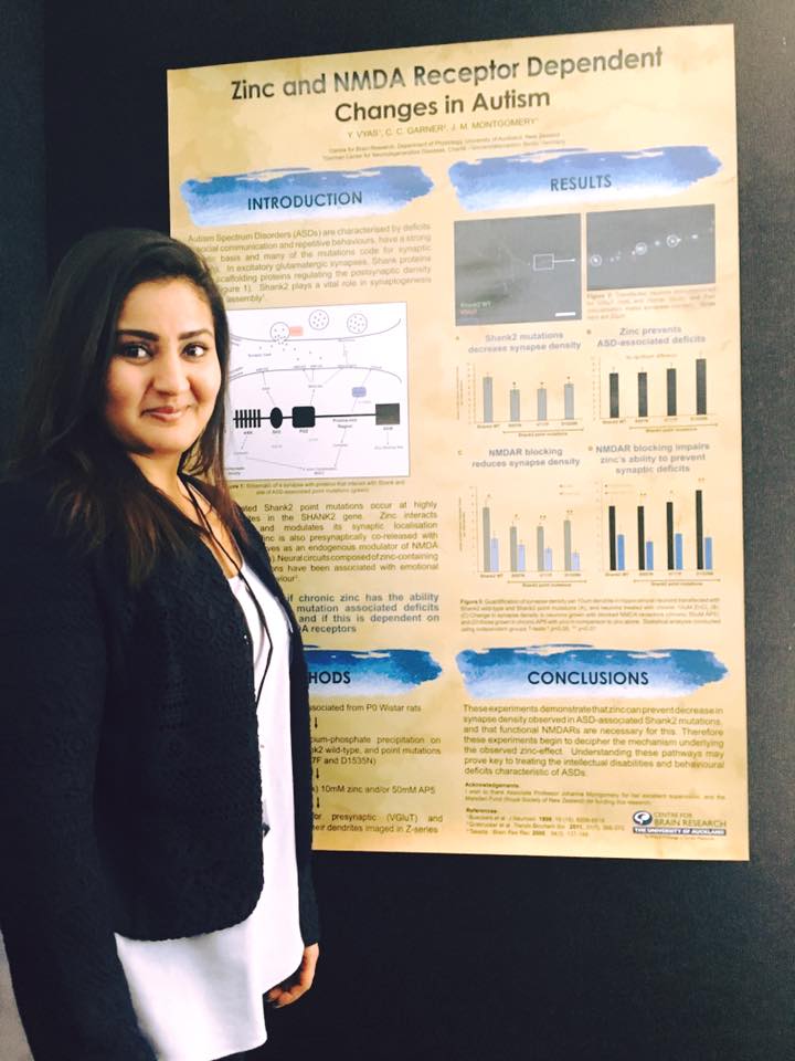 Yukti presenting research findings at the Australian Winter Conference on Brain Research 